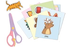 WHYCNJL WHYNCNJL Juego Manualidades para Niños, Recortables 96 Piezas Corte de Papel + 1 Par de Tijeras, Cultivan el Interés, Muy Adecuadas para Crear Manualidades
