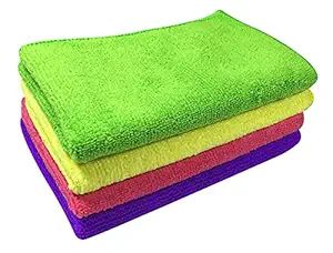 SHLOKY Microfiber Cloth - 5 pcs - 40x40 cms - 340 GSM Multi-Color - Thick Lint & Streak-Free Multipurpose Cloths - Automotive Microfibre Towels for Car Bike Cleaning Polishing Washing & Detailing