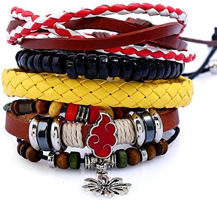 Mens Leather Bracelet Wrap Cuff Bracelets Charm Adjustable 7.6-11 inches (SL4)