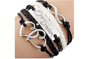 DIVISTAR Infinite Chain Bracelet Handmade Leather Knit Rope Love One Direction Heartpunk Charms