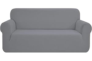 SAMSTEX Stylish Sofa Covers 4 Seater High Stretch 4 Seater Sofa Cover 1-Piece Sofa Slipcovers Thick Soft Sofa Protector Machine Washable Non-Slip Couch Covers (4 Seater, Light Grey)