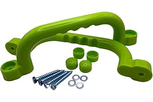 ‎HOQ HOQ 1 Pair of Premium Grab Handles - 2 Pieces High-Quality Plastic Handles - Handrails 240 x 75 mm - for Stilt Houses, Bunk Beds, Playhouses and Play Towers - Apple Green