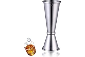 COSSWE Cocktail Jigger Dual Spirit Measure Cup,Stainless Steel 30ml/60ml Measuring Cup Craft Double Drinks Jigger for Home Bar Bartender Party Wine Drink