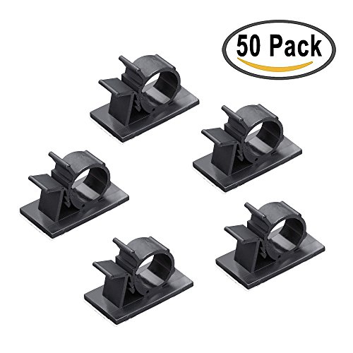 JTDEAL 50Pcs Câbles Adhésifs Réglable Clips de Câble, Premium Adhésif 3M Fil Nylon Colliers de Serrage Câble, Attaches Câbles pour Organiseur Bureau, Murale, Ordinateur Cordon Électrique, Voiture et Maison (Noir)