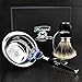Produktbild Bereit zu verwenden 4 PCS Herren Rasierset in schwarz Farbe FT Gillette Fusion Rasierer (Wechselkopf), Remasuri Spitze Dachshaar Pinsel, Dual Ständer für Rasierer & Pinsel und Schale aus Edelstahl. NEU entworfen Set. Perfekte Geschenk-Set für Ihn