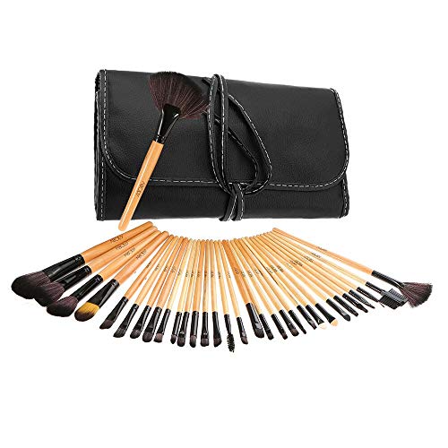 Abody Brochas de Maquillaje, 32 Piezas de Pinceles de Maquillaje Profesionales?Mango de madera?para Base de Maquillaje, Sombra de Ojos, Colorete, Polvo, las Cejas, con Bolsa de Viaje