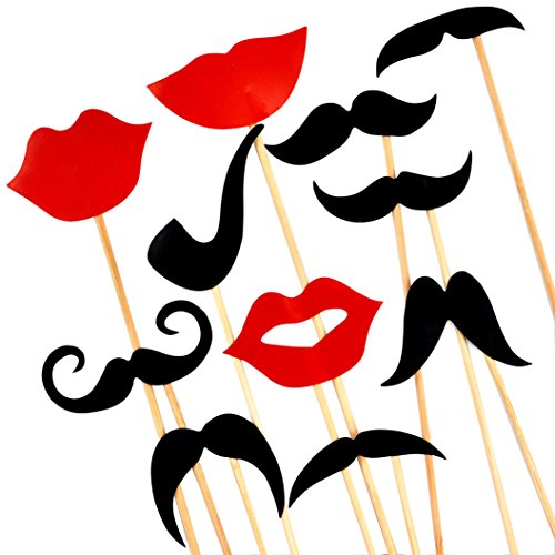 KIMILAR 44 Tlg. Party Foto Verkleidung Schnurrbart Lippen Brille Krawatte Hoten Photo Booth Props Set Hochzeit Partymitbringsel - 5