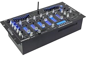 IBIZA SOUND DJM102-BT 19" Rack-Mischpult mit 6 Kanälen, Bluetooth, USB, Line, Phono, Mikrofon-Eingänge, XLR, 1/4" TRS Ausgänge
