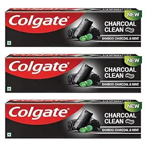 Colgate Charcoal Clean Black Gel Toothpaste, Bamboo Charcoal & Mint for Clean Mouth & Fresh Breath, Tooth Decay Prevention, Cavity Protection, Gum Protection, Whitening (360g, 120g X 3)