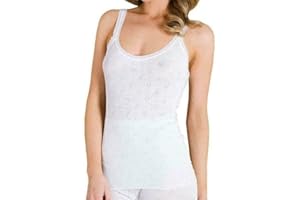itronik New 100% Cotton Snowdrop Ladies Thermal Underwear-Vest, Plain Spencer Sleeveless Vest in White Made in The UK…