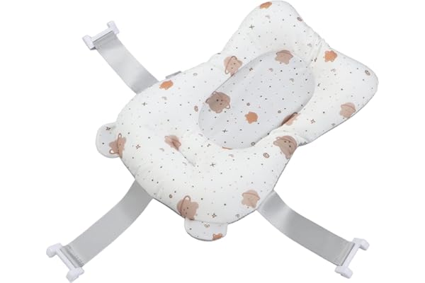 Tapis de Bain pour bébé, Doux et Sûr, Léger, Assis et couché, Coussin de Bain pour bébé avec Oreiller pour une Heure de Bain Confortable (Blanc)