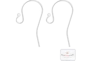 Beebeecraft 20Pcs 925 Sterling Silver Ball Dot Fish Earring Hooks French Ball End Ear Wires for Women Drop Dangle Earring Findings DIY Jewellery Making(Wire 0.7mm/21 Gauge/0.028 inch)