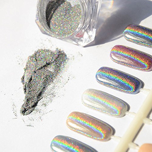 2 PCS Shinning Spiegel Chrom/ Shinning magisches Spiegel-Laser-Nagel-Puder Nagel-Funkeln-Regenbogen-Pigment-Maniküre-Chrom-Pigmente, Nail Glitzerpuder/ Nagel Pigment Mirror Powder,Nail Glitzer Spiegel Effekt Pulver Glitter, Spiegel Pulver, Mirror Nail Glitzerpuder , Nagelkunst DIY Dekoration(Silber) - 5