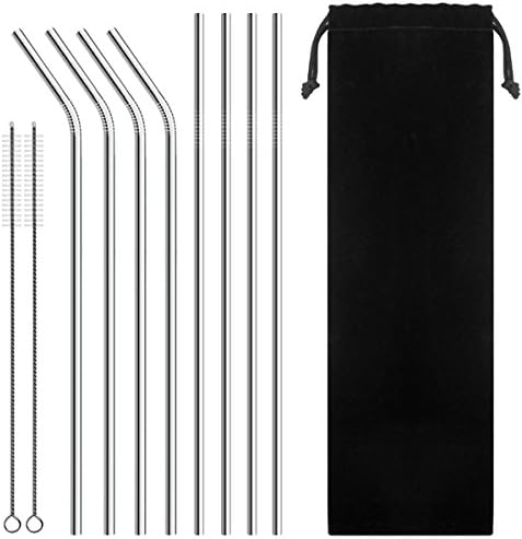 Set of 8 Stainless Steel Drinking Straws,10.5'' Reusable Metal Drinking Straws, For 20 30 ounce Yeti Rambler Rtic Ozark Trail