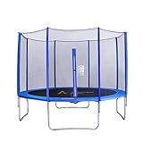 Trampolinzubehör Set für Trampolin 244cm – 6Stangen 305cm – 6Stangen 305cm – 8Stangen 366cm – 8Stangen beinhaltet: 180cm Höhe Ersatznetz Sicherheitsnetz Trampolinnetz + PVC – UV beständige Federabdeckung Randabdeckung (Blau/Grün/Pink) - 8