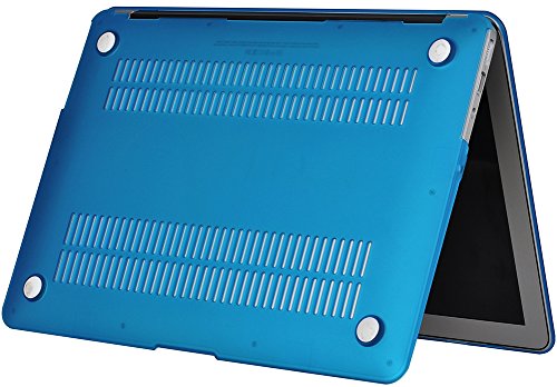Topideal Schutzhülle, 3 in 1 Gummierte Matte, Seidenmatten, Satins, keramische Elemente, Schutzhülle für MacBook Air 33,8 cm (Modell: A1369 und A1466) + Tastatur-Cover + Displayschutzfolie aqua blue EU/UK Keyboard Version - 5