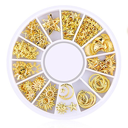 YUYOUG Alliage Océan Nail Art Goujons Or Charmes Mer Métallique Alloy Rivets Étoile de Mer 3D Creux Étoiles Punk Animal Sparkly Manucure Conseils Décoration Accessoires (D)