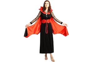 thematys Kostium wampira, gotycki kostium wampira, rozmiar uniwersalny, dla dorosłych, kostium partnerski dla kobiet i mężczyzn, idealny na Halloween i karnawał