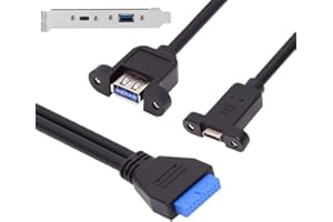 NFHK USB3.0 Motherboard 19/20Pin to USB-C Type-C & USB 3.0 Dual Ports Female PCI-E Back Panel 5Gbps Cable