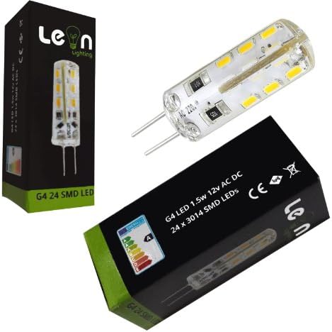 G4 LED Warm White 24 x 3014 SMD LEDs 12v AC or DC replace 10w G4 in any halogen lamp