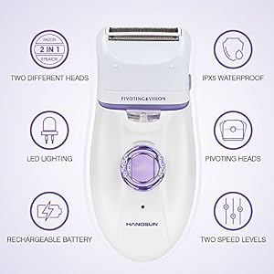 Hangsun Wet and Dry Epilator Cordless F210 Epilators for Women Electric Rechargeable Lady Shaver Hair Removal (2… - Image 2