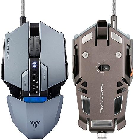 Gaming Mouse, Professional RGB Optical 4000 DPI 7 Programmable Buttons USB Wired gamer mice, 4 Adjustable DPI Levels, LED Backlight for Laptop PC computer Desktop Notebook - Grey
