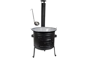 TROPH-E-SHOP Set Ungarischer Ofen 39 +Gulaschkessel 30 Liter + GRATIS Schöpflöffel Gulaschkanone Suppenkessel