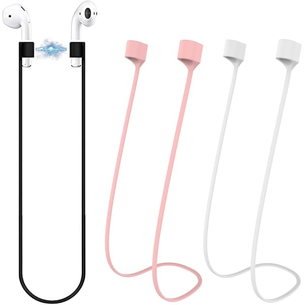 Supporto In Silicio Per AirPods Pro/2/3/1 Con Cinturino Per Orologio | Antismarrimento Per Sport (Nero+Bianco) - 2