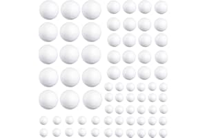 NICWHITE White Foam Balls, 4 Sizes Polystyrene Balls 80pcs Craft Foam Balls for School Project, Art Craft and DIY Christmas Decoration