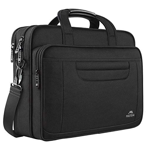 MATEIN Sac d'ordinateur Portable, 15,6 Pouces Multifonctionnel Business Briefcase pour Les Femmes et Les Hommes, Durable Nylon Sac à bandoulière pour Tablette/Notebook-Black Grey