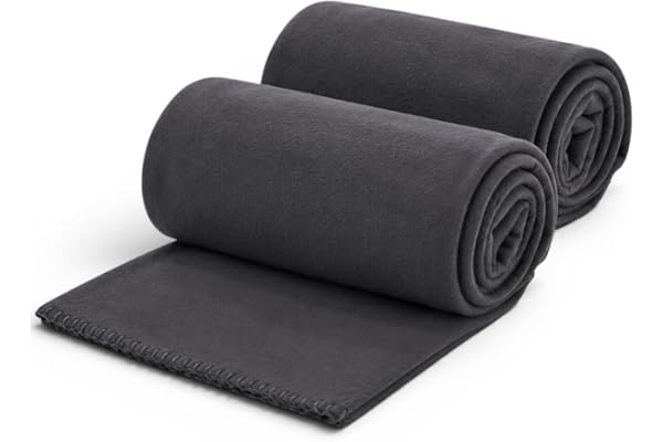 MIJOMA Mjuka fleecefiltar antracit med häststygn, set om 2, 125 x 150 cm | 100 % polyester, 180 g/m², mjukt handtag, mysigt för soffa, säng, balkong, gästrum, camping, husbil och resor