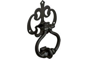 Amig - Aldaba Artística Negro Mate 110x100mm - Llamador Puerta Rústico Decorativo - Instalación Fácil - Resistente Intemperie, Multicolor, ZAMAK