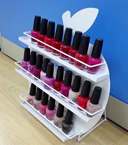 AISHN Nagellack Wandhalter 3 Tiers Metal Apple Design Nagellack Organisator Regal Rack Table Top Display Rack Stander Weiß - 5