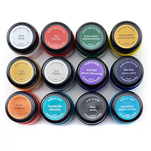 Acryl Textilfarbe Hochwertig – Zur Auswahl: 6 oder 12 Farben je 20 ml – Stofffarben waschfest – Nevskaya Palitra (12er Set) - 3