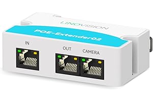 LINOVISION Mini estensore POE a 2 porte, estende l'alimentazione via Ethernet fino a 300 m con cavo Cat5/6, splitter POE a 2 dispositivi POE