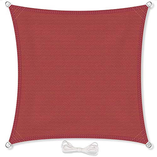 CelinaSun Toldo con protección Solar para jardín y balcón HDPE Polietileno Transpirable Cuadrado 5,6 x 5,6 m Terracota