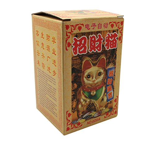 Superfreak® Winkekatze Glückskatze winkende Katze Maneki Neko, Farbe schwarz, Größe 13cm - 2
