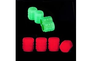 VAWSVOCS Fluorescent Car Tire Valve Caps 8pcs,Lumineux Bouchon de Valve,Lumineux Couvercle de Tige de Valve de Pneu,à Usage Général pour Voiture,Moto,SUV et Vélo (Rouge + Vert)