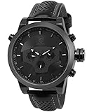 Shark Herren Armbanduhr 5,0 cm Extragroßes Uhrgehäuse Leder Band Schwarz SH210