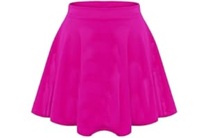 LUXFAB Girls Skater Skirt Flared High Waisted Flippy Stretch Mini Tutu Fancy School Skirts 5-14 Years