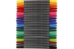 CREAVVEE Pack of 20 Fabric and Craft Paint Pens Fabric Pens Textile Marker T-Shirt Marker Dual Tip