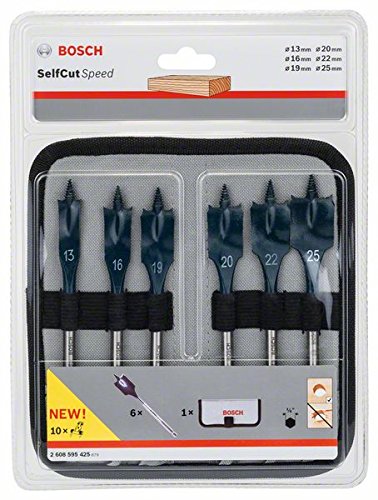 Bosch Pro 6tlg. Flachfräsbohrer-Set Self Cut Speed mit 1/4"-Sechskantschaft