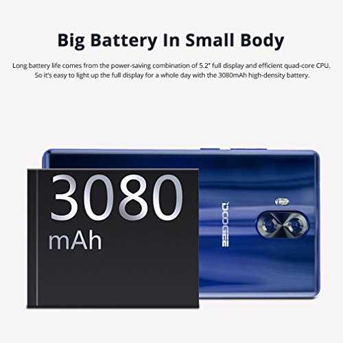 DOOGEE MIX Lite Android 7.0 Smartphone 4G - Schermo 5.2 Pollici Bezel-less 2GB RAM+16GB ROM - 3080mAh Camera 13MP + 8.0MP