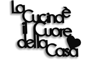 Declea Home Decor, Scritta frase in legno da appendere La cucina è il cuore della casa, Decorazione Murale da appendere alla parete ideale per la per cucina, Black, 40x30 cm