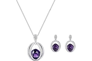 FDEETY Jewellery Sets Crystal Diamonds Pendant Necklace Earring Set Bridal Wedding Bridesmaid Jewellery Set for Women Girls