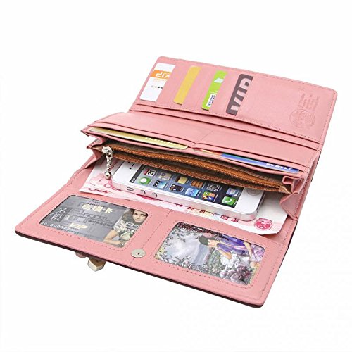 XL Portemonnaie Rosa Kristall Geschnürt Schleife Leder Kellnerportemonnaie Geldbeutel für Handy - 3