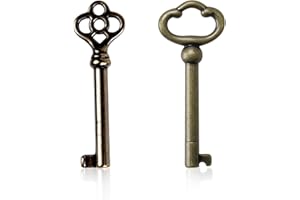 Skeleton Key - TRACOMPAN 2-Pack Ky-2AB and Ky-3AB Replacement Hollow Barrel Skeleton Keys | Antique Brass Skeleton Key for Chinese Cabinets, Vintage Dressers & Antique Locks, Bronze