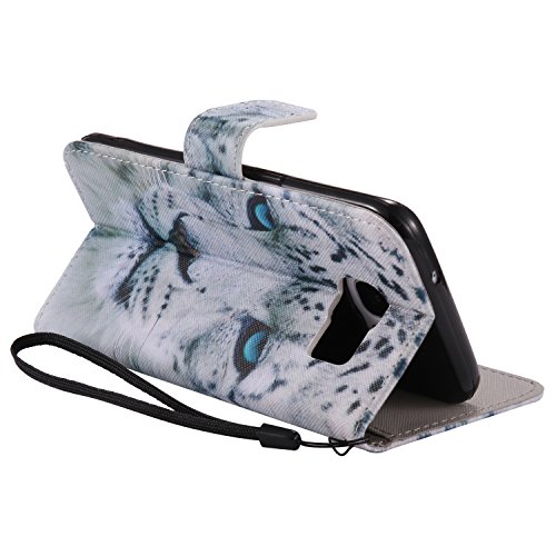 Feeltech Samsung Galaxy S7 Edge Hülle PU-Leder und Brieftasche Bunte Muster Fall mit Magnetverschluss, Hybrid-Kickstand mit Stand-Funktion, schlagen Sie schützende weiche TPU Stoßstangenabdeckung und Kreditkartenhalter für Samsung Galaxy S7 Edge Handgelenk Bügel-Buch-Art-Geldbeutel-Tasche mit 2 In 1 Berühren Sie Stift – White leopard - 4