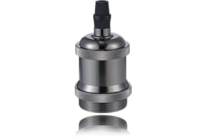 ‎VECYS Vecys 1 Sztuki E27 Gniazdo Lampy Vintage Brązowy Adapter Edison Retro Adapter Oprawki Lampy do Żarówek Vintage Lampa Wisząca (Czarny Perłowy)