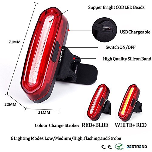 LED Fahrradleuchten,KEEDA USB Wiederaufladbare Fahrrad Rückleuchten, Wasserdichtes Radfahren Licht,Helm Kopf LED Licht - 3